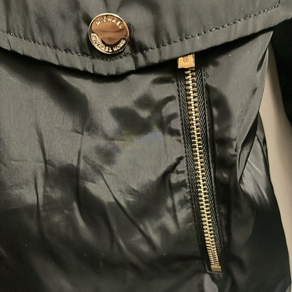 Black Michael Kors women’s rain jacket coat hooded gold Small S - Picture 8 of 8